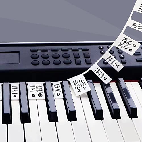 Removable Piano Keyboard Stickers for Beginners, Reusable Silicone Piano Key Labels for 88-Key Full-Size Keyboards – No Residue, Easy Learning for Kids & Adults (Black)