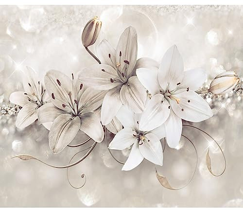 murando Fototapete Premium-Vlies Blumen Lilien 350x256cm Foto Tapete Schlafzimmer Wohnzimmer Moderne Vliestapete XXL Wandtapete Motivtapeten Bildtapete 3d Effekt Wand Dekoration Flur Diamant Ornament