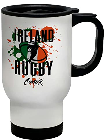 Shopagift Personalised Ireland Rugby Travel Mug Supporters Fans 6 Nations Union Cup Gift Cup