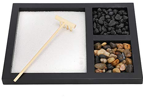 Tissting Mini Zen Garden Sandbox, Sand Tray Therapy Kit, Zen Garden Sand Tray Decoration Desktop Micro Landscape Ornament Craft for Home Living Room Teahouse