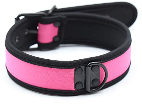 YiQin RWSX Herren Damen Halsband Choker Einstellbar Halskette Gothic Punk Halsbänder mit Metall D-Ring Halsbänder (Rosa)