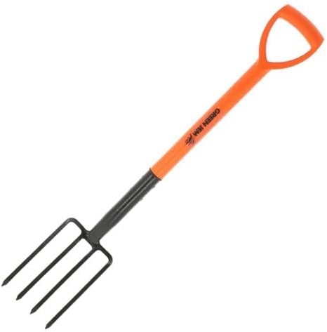 Heavy Duty Garden Border Digging Fork 4 Prong Carbon Steel Lightweight D Handle
