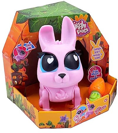Jiggly Pets - My Walking Rabbit, Pixie The Rabbit, Conejito Interactivo, Mascota de Goma blandita Que anda y Canta, con Efectos de Sonido, Juguete para niños Desde 4 años, Famosa, (JGG01000)