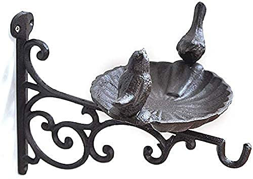 Antique Wall Mounted Cast Iron Bird Feeder, Brown