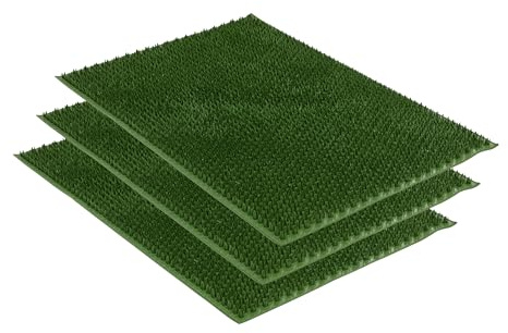 Carpido Zerbino da Esterno Resistente alle Intemperie in Gomma Antiscivolo - Verde Set di 3 40x60 cm - Tappeto Ingresso per Esterni Trattiene Sporco e Umidità