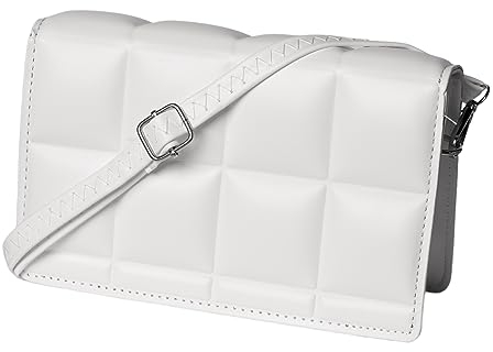 Stickerworld24 Handtasche Damen Tasche Klein - mit Magnetverschluss und Schulterband - als Clutches oder Umhängetasche Kunst Leder Frauen - Handtaschen Umhängetaschen Taschen (Weiß)