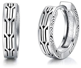 Punk Creolen 925 Sterling Silber Schwarz Creolen Punk Ohrringe Punk Style Ohrringe für Männer Punk-Schmuck Geschenk