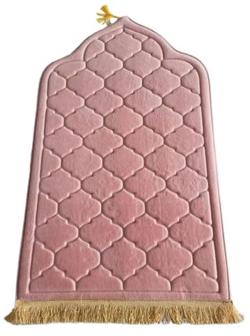 Angaekkot Muslimischer Gebetsteppich - Tragbarer Reise Flanell Teppich Mit Quasten - Weicher Islamischer Teppich Für Frauen Männer - Gebetsmatte Islamisches Geschenk (Rosa)