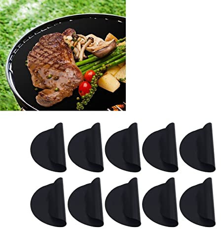 Tissting Runde Grillmatte, Hitzebeständige Antihaft-Grillmatte mit PTFE-Beschichtung 10 Stück für Holzkohle Gas Elektrogrill Ofen Backblech