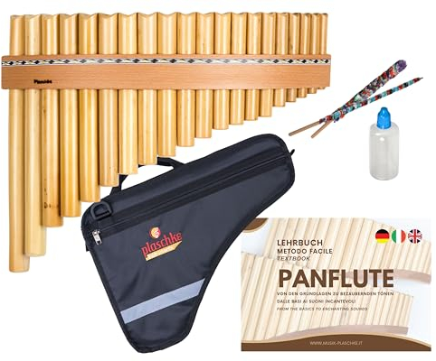 Plaschke Panflöte aus Südtirol, Bundle mit Tasche, Lernbuch, Pflege-Set, 20 Töne C-Dur