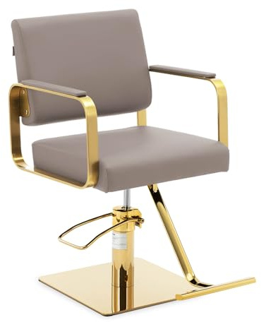 Physa Physa Otley Fauteuil de Coiffeur avec Repose-Pieds réglable en Hauteur Beige et doré 490-650 mm Charge maximale 200 kg Beige et doré