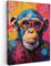 MuchoWow© Impression sur Toile Decoration Murale Peinture 50x70 cm Tableaux Decoratifs Muraux Déco Chambre Tableau Salon Graffiti - Chimpanzé - Singe - Lunettes - Coloré - Banksy