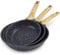 GiPP Non Stick Frying Pan Set - 20/24/28cm Grey Nonstick Pan Skillet, Non Toxic Pans for Cooking, Omelette Pan with Stay Cool Handle, Easy to Clean, Induction Compatible,PFOA Free (Grey, 3Pcs)