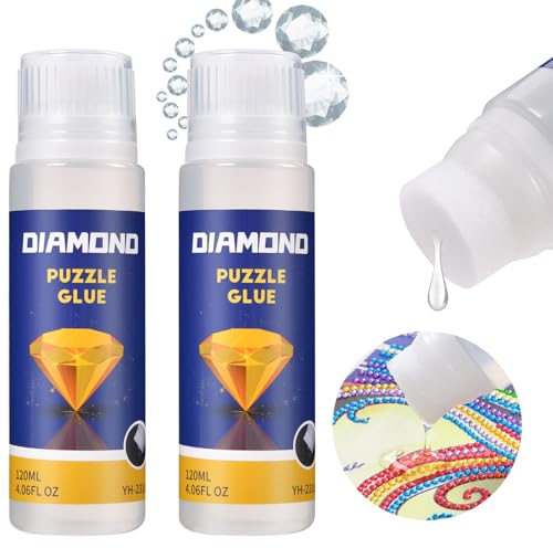 AUAUY 2PCS Scellant pour Peinture Diamant, 5D Accessoire de Peinture Diamant, Diamant et Pierres de Brillance Tenue Permanente Convient à tous Peinture Diamant (120 ml*2)