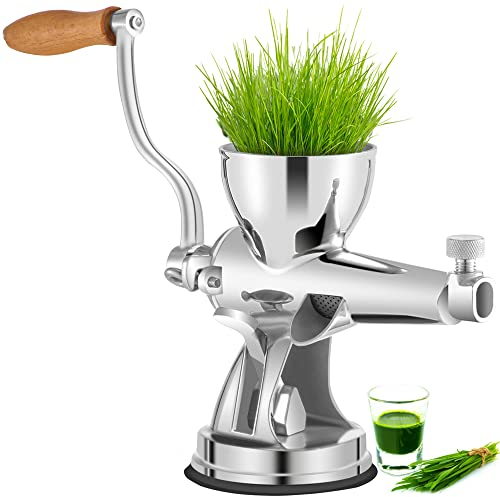 LeGDOr Manual Wheatgrass Juicer Stainless Steel w/Suction Cup Base Table-Top Clamp Extractor for Ginger Celery Home Kitchen Use