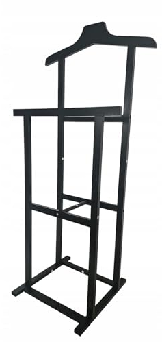 HAC24 Kleiderbutler Schwarz 102 x 47 x 36 cm Holz Kleiderständer Herrendiener Kleiderstange Kleiderablage
