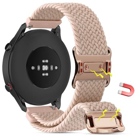 Xisair 18mm Nylon Bracelet Compatible avec Garmin/Fossil/Huawei Montre Bracelet Magnétique à Déclenchement Rapide, Sportives Bracelet de Remplacement Stylisé Tissé Bracelet pour Hommes Femmes