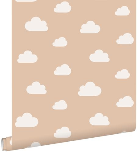 papier peint petits nuages terracotta claire 53 cm x 10.05 m - ESTAhome