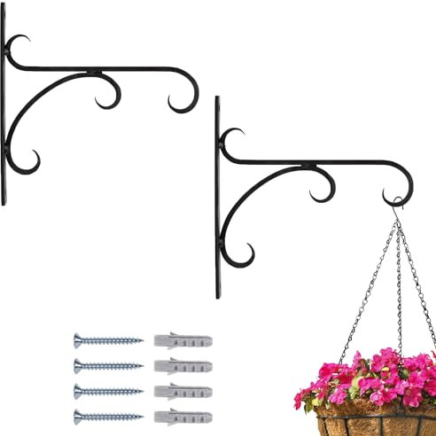 Marrakesch 2er Set Wandhaken handgeschmiedet schwarz 23cm lang | Vintage Haken zum Schrauben für Blumenampel & Hängepflanze | Gerätehalter Zaafa für draußen als Balkon Terrasse oder Garten Deko