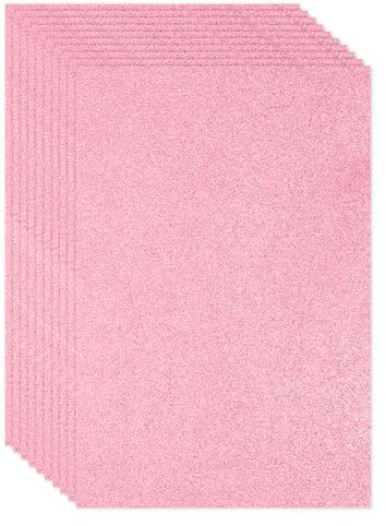 PATIKIL Foglio Schiuma Glitter Eva Rosa Lucido 11 x 8 Spessore 2mm Spessore Eva Schiuma Adesivi Fogli Gomma Feltro Glitterato Scintillante per Progetti Fai da Te, 20Pz