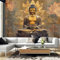 FENDROM Sitzender goldener Buddha-Tapisserie, Wandbehang, buddhistische Statue, Wandteppich, Lotus-Meditation, Wanddekoration, Zen-Kunst, psychedelisch, indischer Wandteppich für Schlafzimmer,