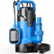 FOTING Schmutzwassertauchpumpe 900 W, 26100 l/h, Förderhöhe max 11 m, Eintauchtiefe max 7 m, variabel einstellbarer Schwimmerschalter, Thermoschutz, 10ft Power Cord for Pool Draining Tub Pond Basement