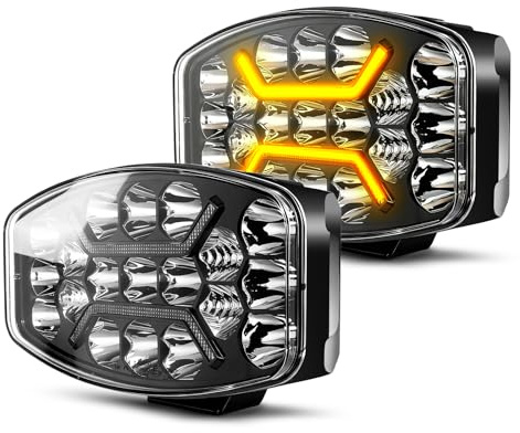 CO LIGHT 2PC 10inch Round LED Work Light with Amber/White DRL, 12/24v Off Road Driving Lights Spot Flood Combo Beam, 150W 35000LM Waterproof for Truck Tractor UTV SUV Boat Construction Vehicle