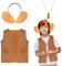 3pcs Kids BFG Costume Set, The BFG Costume Kit Accessories Fancy Dress with Brown Waistcoat, Big Ear, Necklace for Childrens Age 3-8yrs World Book Day, Halloween, Carnival