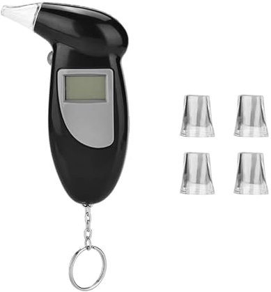 Sathychanpy Alkoholtester Polizeigenau, Promilletester mit 5 Mundstücke, Alkohol Tester Mit LED-Display Digital Schnell,Promilletester für Privaten Professionellen Gebrauch zu Hause