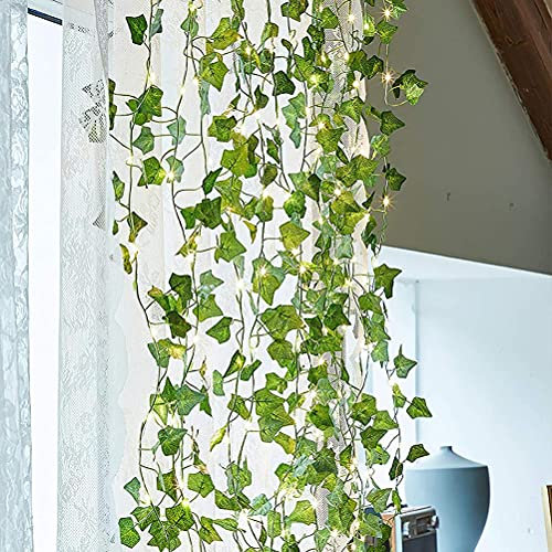 10 Meter Lange Künstliche Efeu-Girlande mit 100 LEDs, Künstliche Ranken-Hängegirlande, LED-Lichterkette, Deko-Terrassenbeleuchtung, Ermöglicht Es LED, Sich mit Dem zu