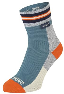 SEALSKINZ Surlingham Waterproof All Weather Ankle Length Striped Cuff Sock