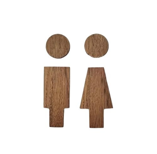 YDYAENIO Cartel WC Señal de baño autoadhesiva de Madera Maciza for Hombres y Mujeres, Placa de señal for Puerta de WC Antigua, Decoraciones for el Centro del baño, 1 ud.(Color1)