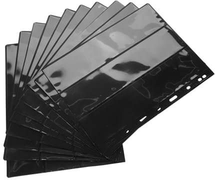 Garneck 10pcs Black Background Reusable Stamp Album Pages Slots for Easy Organization and Display of Stamps Collections and Photocard Sleeves