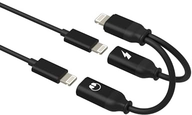 Adapter Lightning Kopfhörer 2in1 für iPhone 14 13 Pro Max Ladegerät Audio Anschluss für Apple Mikrofon Kopfhörer AUXiliar Kabel Dual Lightning Jack Adapter für iPad Anschlüsse Autozubehör