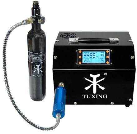 TUXING Compressore d'aria PCP 4500 PSI, display LCD, compressore ad alta pressione, dotato di serbatoio d'aria da 0,5 l, carico 220 V