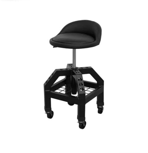 LCQSYE hocker mit Rollen Rolling Creeper Sitz Mechaniker Hocker Stuhl Mit Werkzeug Tablett 300LBS Einstellbare Swivel Garage Hocker Auto Reparatur Werkstatt Rollhocker(Black)