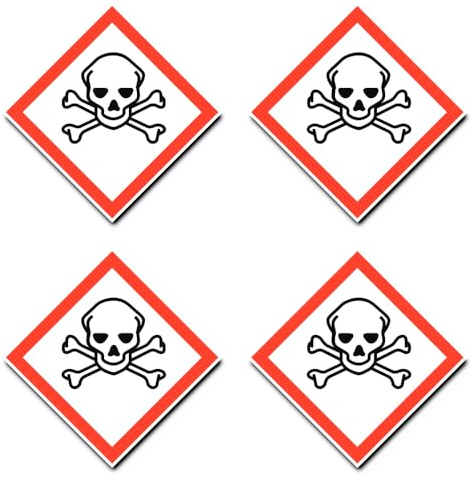 Giftig, Gefahrensymbol: UN/GHS-Gefahrenpiktogramm - Aufkleber: 15 cm, 4 Stück