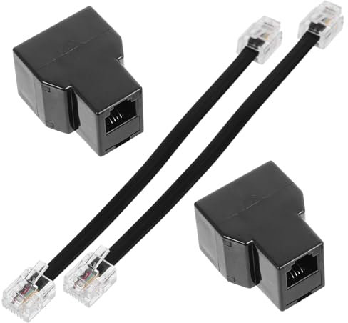 Operitacx 2 Stück Telefon Kabel Adapter Verlängerung Mehrere Linien Analog Telefon-splitter Adapter Für Telefonkabel Draht Telefonleitungskabel Schnüre Telefonkonverter Black Abs