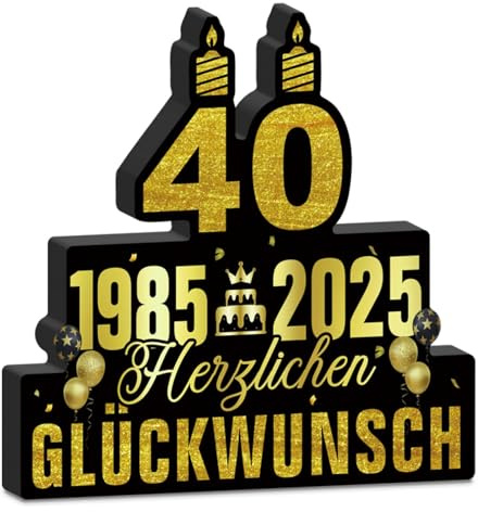 Putuo Decor Geburtstag Tischdeko Schwarz Gold – Herzlichen Glückwunsch Party Dekoration 40 Jahre Jubiläum für Männer Frauen