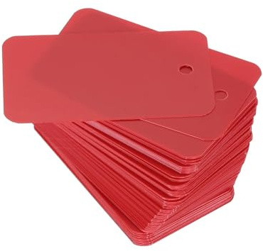 Soulnioi 100Pcs Blank Plastic Shipping Tags with Eyelet Holes – Waterproof Plastic Tags for Luggage, Retail, Plants, Storage & Inventory - Red, 3.5x6cm