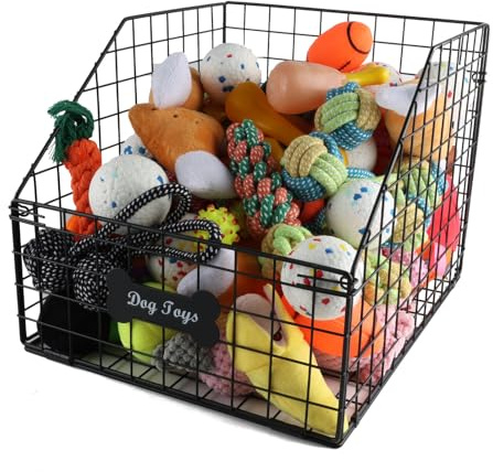 Geyecete dog toy basket Pet wire folding dog toy bin Trapezoid PET box Storage Toy box for dogs CAT organizer-Can be Personalized