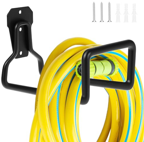 QWORK® supports muraux pour tuyau d'arrosage 20x12 cm, capacité de charge de 50 kg - enrouleur et organiseur robuste en méta