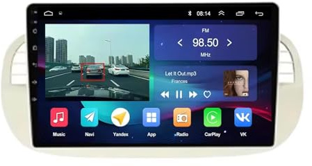 Car Stereo for FIAT 500 Abarth 2007-2015 Hd Touch Screen Carplay Player Bluetooth Wifi Radio Video Music, Audio Receivers, 4 Core 2G+32G