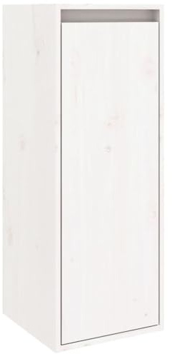 LKJephalotrop Wandschrank 30x30x80 cm aus massivem Kiefernholz, Hängeschrank für Wohnzimmer und Büro, TV-Schrank Wandmontage, Weißes Holzregal für Bücher und Dekoration