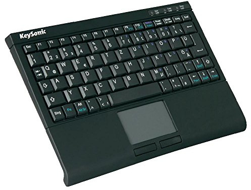 KeySonic ACK-340U+ (DE) Kabelgebundene Tastatur im Super-Mini-Layout mit Touchpad, 2 Maustasten, integriertes Nummernfeld (schwarz)