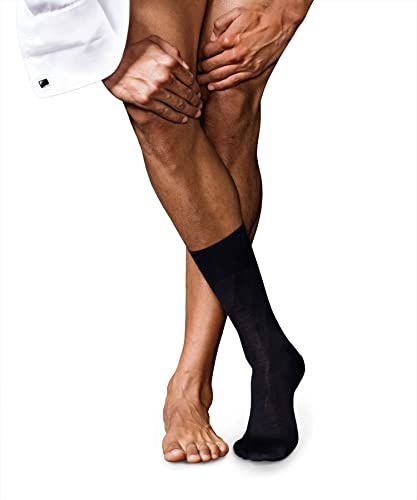 FALKE Herren No. 6 Socken atmungsaktive klimaregulierende geruchshemmende Wolle Seide hochwertig elegant verstärkte Herrensocken flache Naht druckfreie Fußspitze fein einfarbig Business 1 Paar | mit Merinowolle & Seide