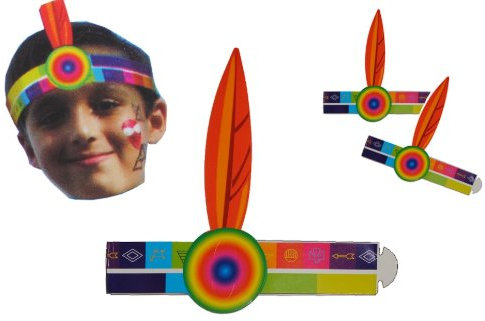 alles-meine.de GmbH 4 TLG. Set Kopfschmuck Indianer - Federn Geburtstag Kindergeburtstag Geburtstagsdeko Federschmuck