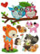 alles-meine.de GmbH 7 TLG. Set 3-D ! Wandtattoo/Fensterbild beschichtet und wasserabweisend - Eule REH Waldtiere - z.B. für Bad/Badezimmer - selbstklebend - Wandsticker Stick..