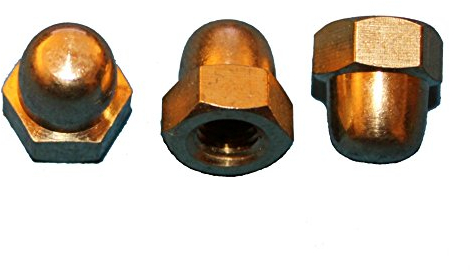 10 Stück Hutmuttern M6 Messing blank DIN1587 hohe Form