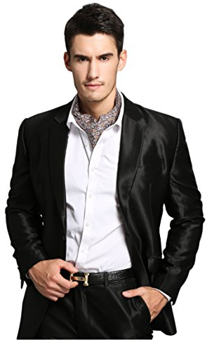 Prettystern Herren Krawattenschal aus 100% Seide Business Halstuch Schalkrawatte 2-lagig ascot Lavallière-Schal Paisley 5. Grau Paisley